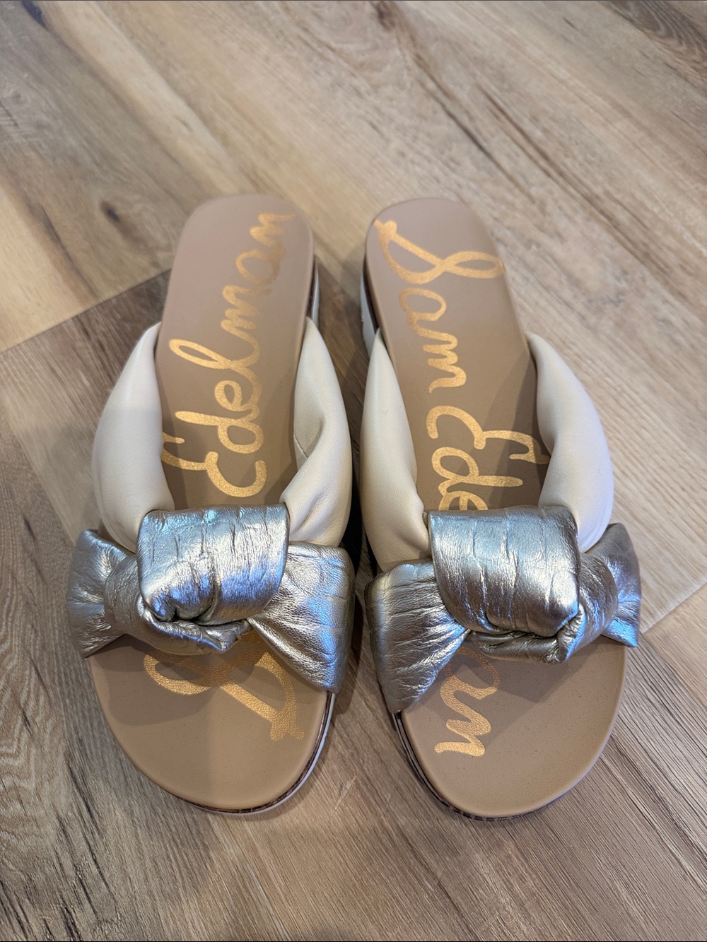 Sam Edelman Women’s Metallic Silver Knot Slide Sandals - 9.5W